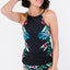 White Leaf & Flower Print Ruched Tankini Set