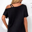 Black Asymmetric Criss Cross One Shoulder T Shirt