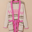 Gray Geometric Cable Knit Pocketed Open Front Cardigan