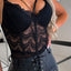 Black Spaghetti Straps Lace Panel Bodysuit