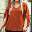 Gold Flame Plus Size Solid Wrapped Ruffled Sleeve V Neck Blouse