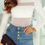 White Mesh Patchwork Long Sleeve Bodysuit