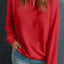 Red Solid Classic Crewneck Pullover Sweatshirt