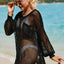 Black Fishnet Hollow-out Long Sleeve Beach Cover up