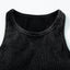 Black Ribbed Mineral Wash Racerback Cropped Tank Top