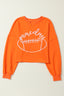 Bright White Game Day Lettering Rugby Notched Neck Sweatshirt