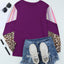 Purple Leopard Striped Color Block Plus Size Top