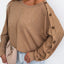 Khaki Solid Color Button Decor Dolman Sleeve Top