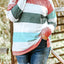 Pink Stripe Plus Size Colorblock Pullover Top