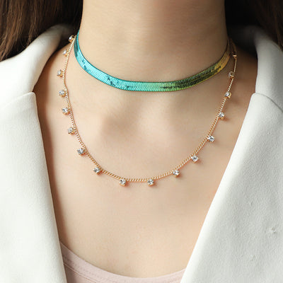 Colorful Gradient Flat Snake Necklace