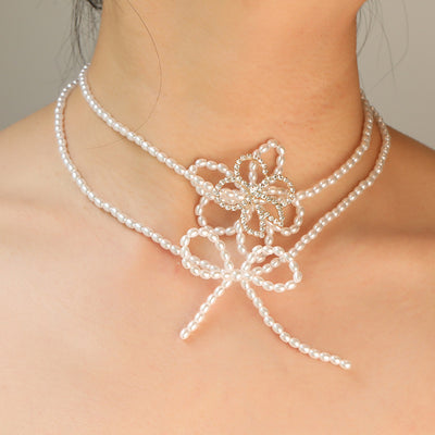 White Hollow Flower Necklace