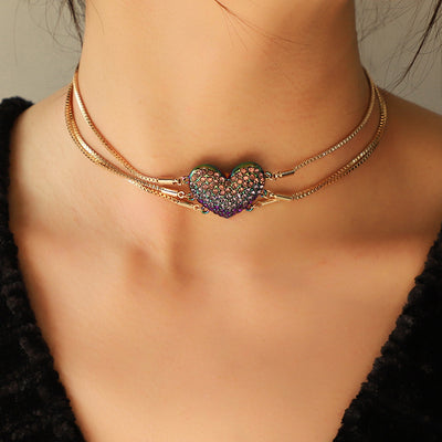 Colored Diamond Heart Necklace