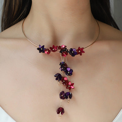 Purple Acrylic Flower Necklace