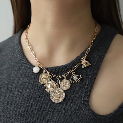 Magical Cosmos Necklace with Authentic Ancient Coins Pendant