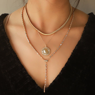 Geometric Dot Diamond Combination Necklace