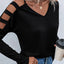 Black Cold Shoulder Cut out Long Sleeve Top