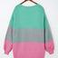 Multicolor Pompom Color Block Open Front Cardigan