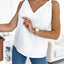 Rose White V Neck Knotted Shoulder Vest