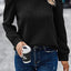 Black Cable Textured Puff Sleeve Sweatshirt