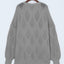 Gray Plus Size Knitted Hollow out Button up Cardigan