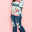 Pink Stripe Plus Size Colorblock Pullover Top