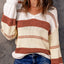 V-neck Knitted Lantern Sleeve Pullover Sweater