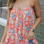 Multicolor Spaghetti Straps Floral Print Sleeveless Top