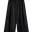 Black Shirred High Waist Plus Size Wide Leg Pants