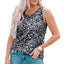 Gray Leopard Print Crew Neck Tank Top