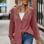 Waffled Knit Lace Long Sleeve Buttoned Cardigan