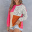 Leopard Patchwork Color Block Ribbed Long Sleeve Top