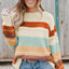 Crew Neck Drop-shoulder Striped Color Block Sweater