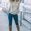 Gray Pocketed Oversized Drop Sleeve Top