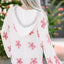 White Floral Print Lightweight Knit Hooded Sweater