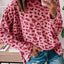 Pink Animal Print Stitching Loose Long Sleeve Top