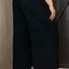 Black Shirred High Waist Plus Size Wide Leg Pants