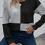 Black Color Block Textured Drop Shoulder Top