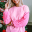 Pink Sequin Patchwork Long Sleeve Pullover Top