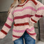 Striped Popcorn Knit Sweater