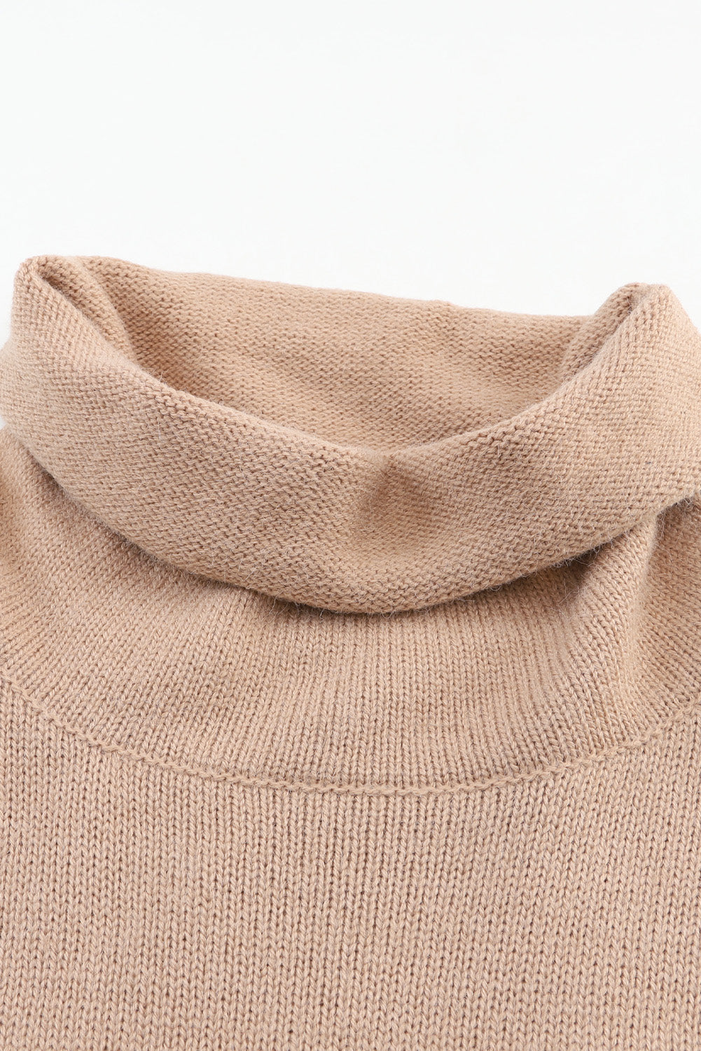 Clay Red Color Block Turtle Neck Drop Shoulder Knit Sweater