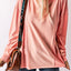 Pink Solid Color Patchwork Long Sleeve Top