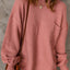 Solid Color Puffy Sleeve Pocketed Sweater