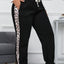 Black Plus Size Contrast Leopard Side Panel Joggers