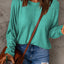 Green Solid Color Patchwork Long Sleeve Top