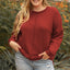 Gold Flame Exposed Seam Detail Waffle Knit Plus Size Top