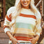 Crew Neck Drop-shoulder Striped Color Block Sweater