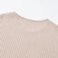 Beige Lettuce Cuffs Drop Shoulder Loose Ribbed Knit Top