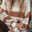 White Striped Knit Puff Sleeve Casual Sweater