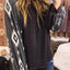 Black Western Print Patch Long Sleeve Top