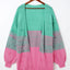 Multicolor Pompom Color Block Open Front Cardigan